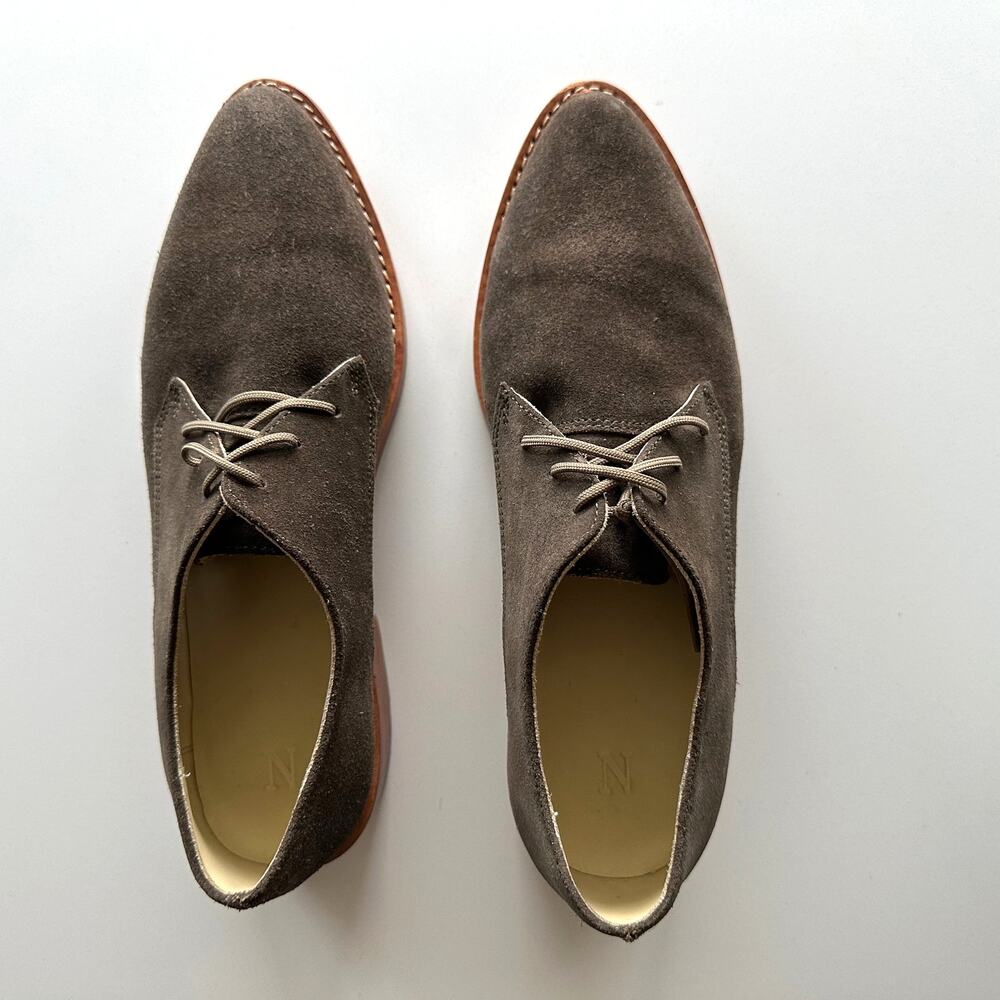Nisolo James‎ Oxford Brown Suede Almond Toe Lace Up Leather Sole Shoes size 6